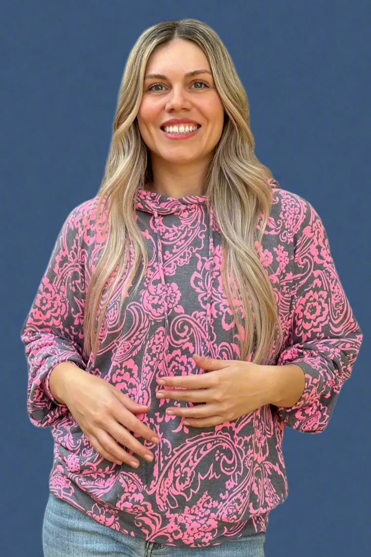 Pink Floral Hoodie