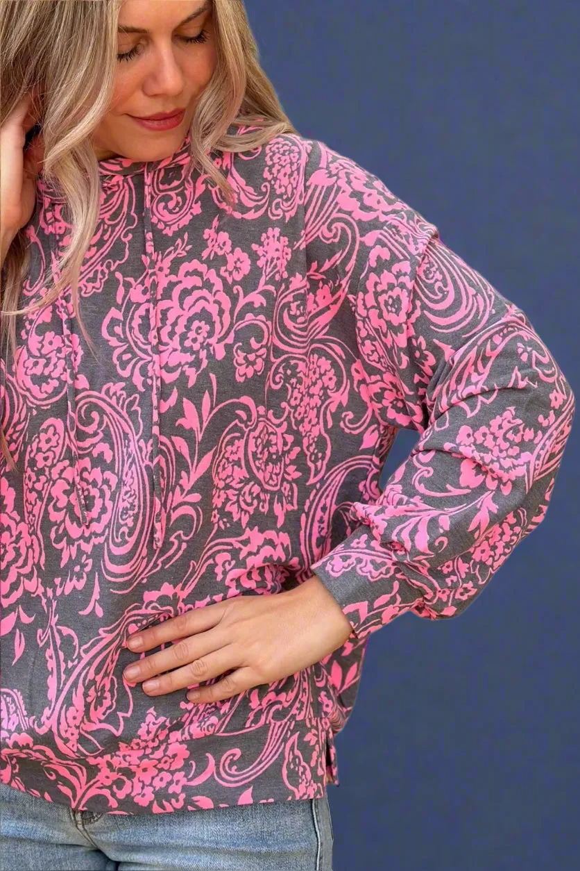 Pink Floral Hoodie