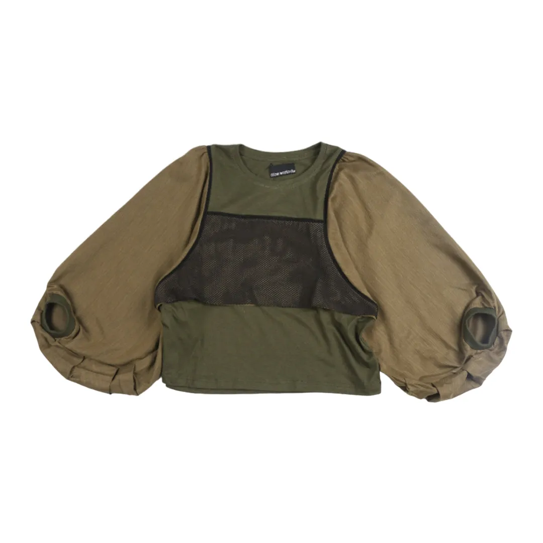 PUFF RIBBED TEES ARMY MIX