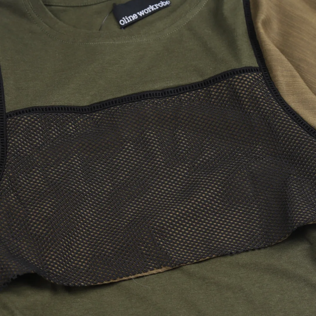 PUFF RIBBED TEES ARMY MIX
