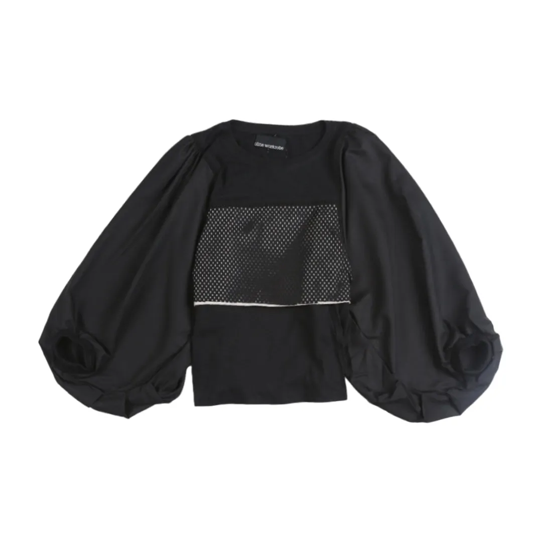 PUFF RIBBED TEES BLACK