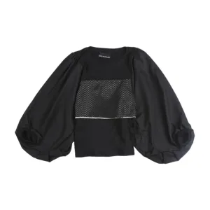 PUFF RIBBED TEES BLACK