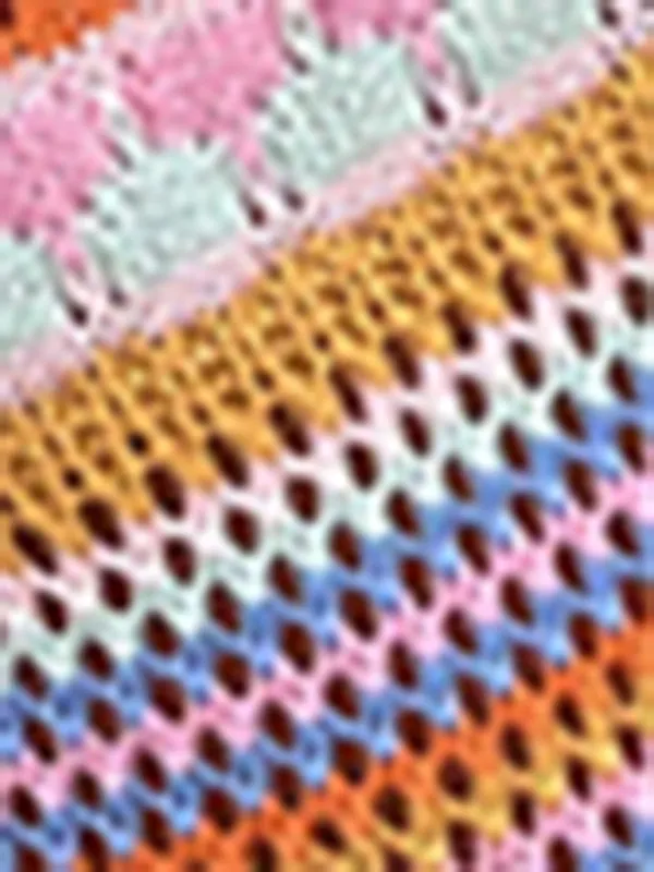 Rainbow Stripe Pullover Medium Length Sweater