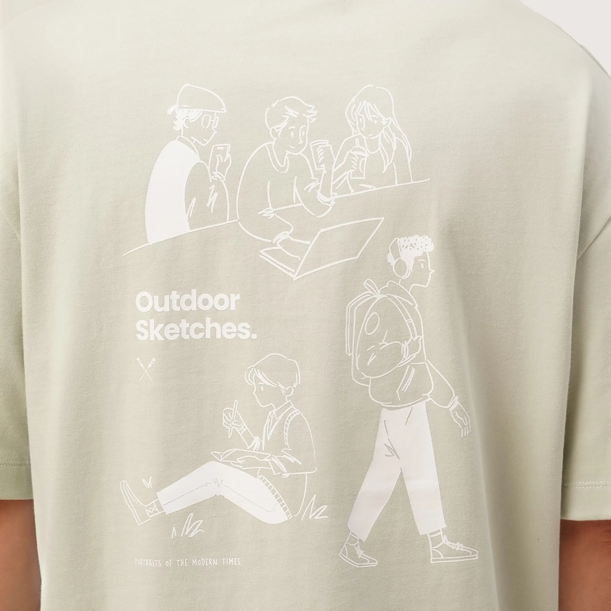 Round Neck T-Shirt With Front And Back Graphic Print