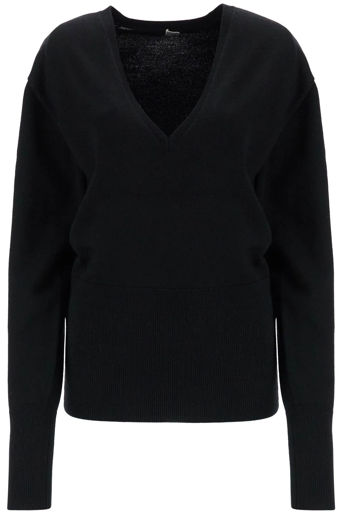 rws wool black sweater with deep v-neck 251 WRT4366 YA0133 BLACK