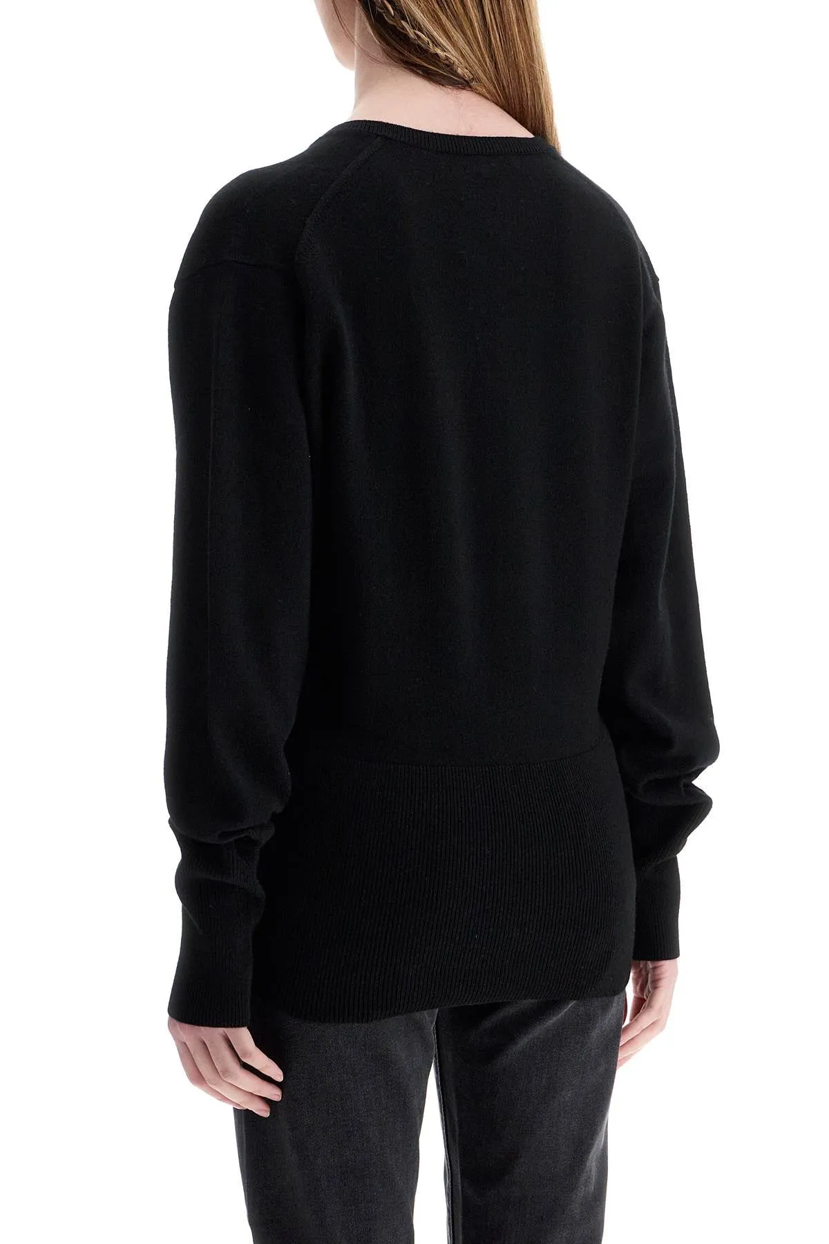 rws wool black sweater with deep v-neck 251 WRT4366 YA0133 BLACK