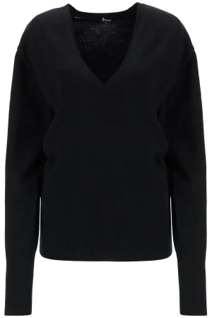 rws wool black sweater with deep v-neck 251 WRT4366 YA0133 BLACK