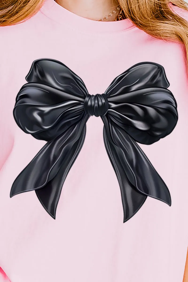 Satin Black Bow Comfort Colors Adult Ring-Spun Cotton Tee