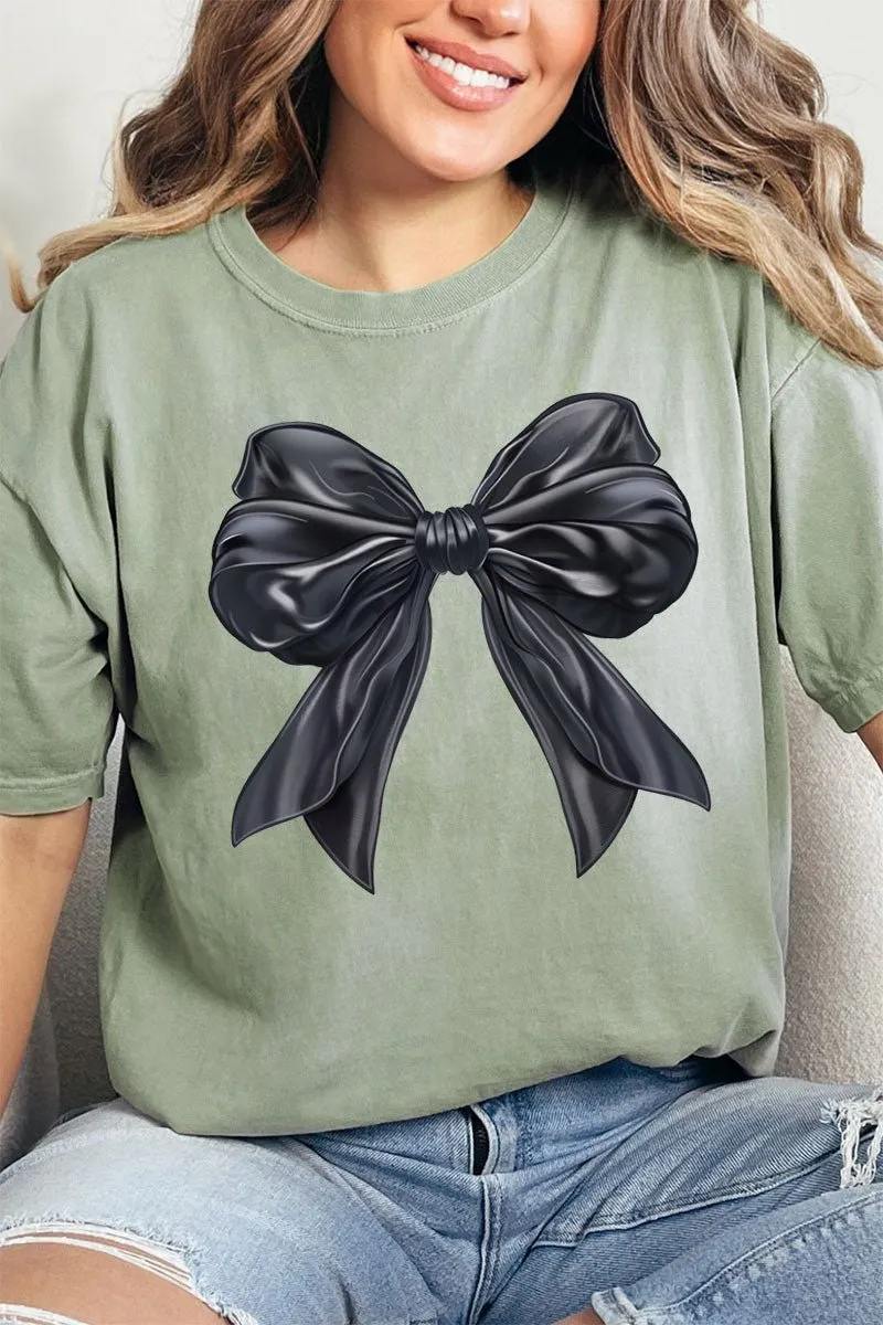 Satin Black Bow Comfort Colors Adult Ring-Spun Cotton Tee