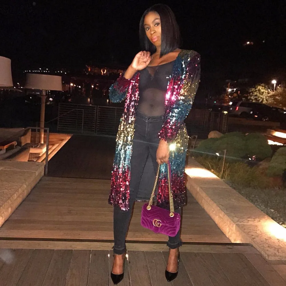 Sequined Long Sleeve Topcoat