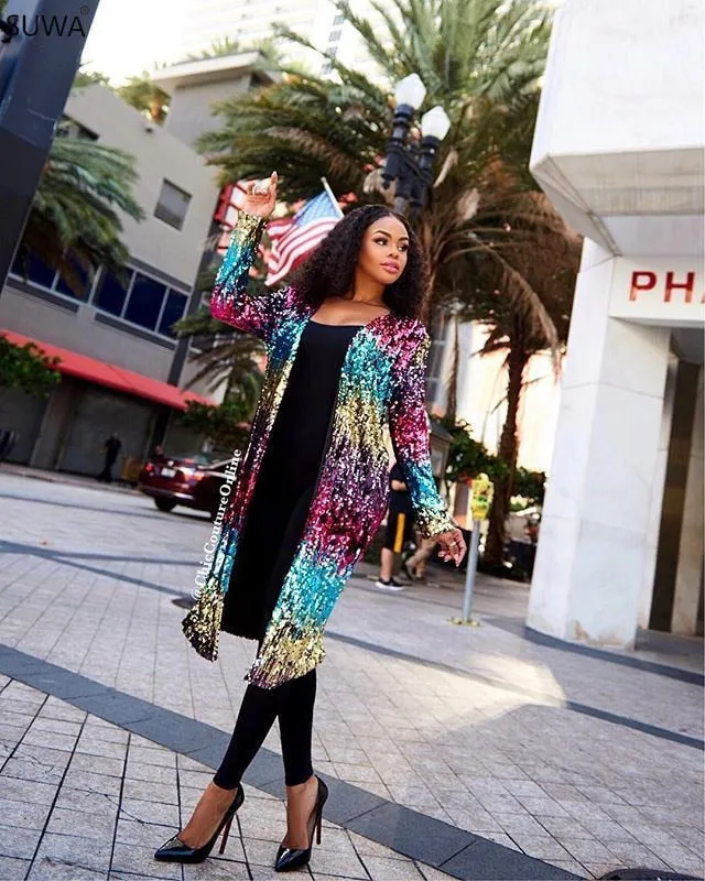 Sequined Long Sleeve Topcoat