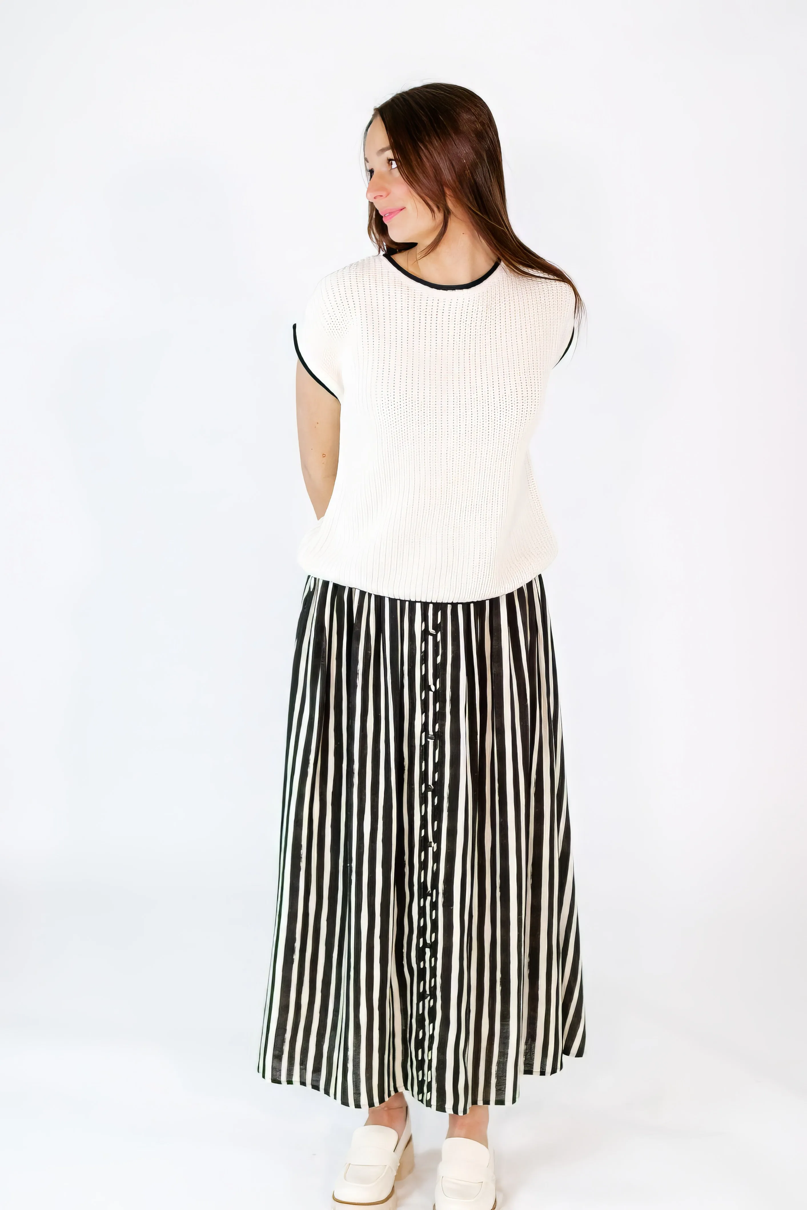 Stanza Button Back Top・Cream