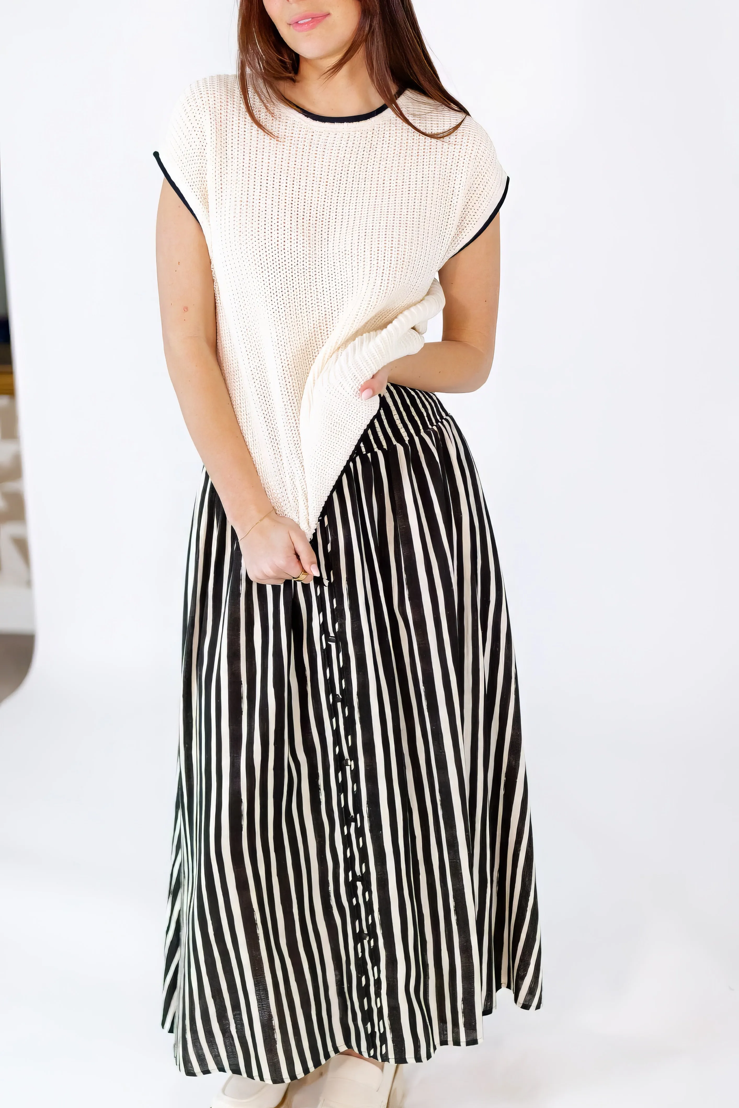 Stanza Button Back Top・Cream