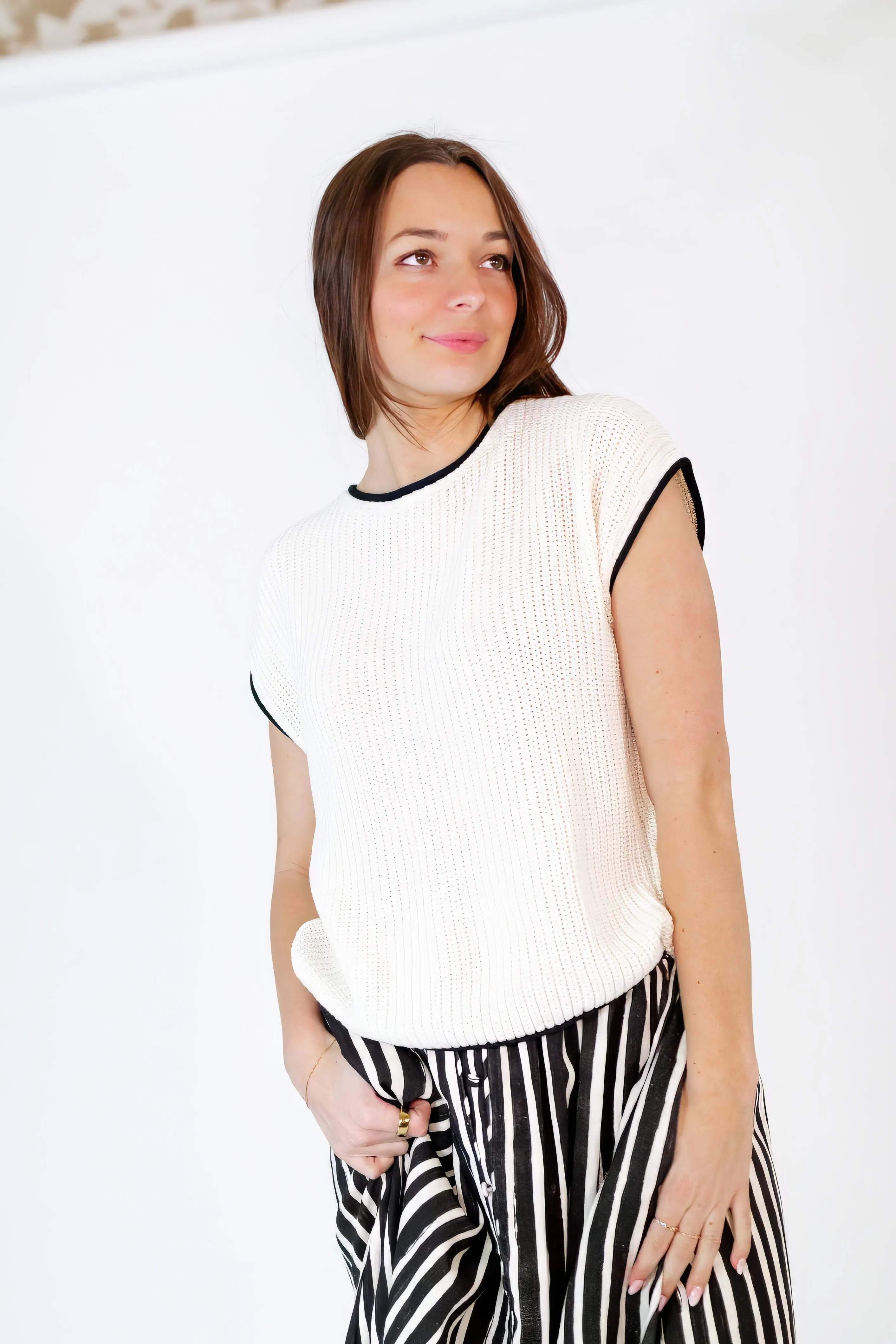 Stanza Button Back Top・Cream