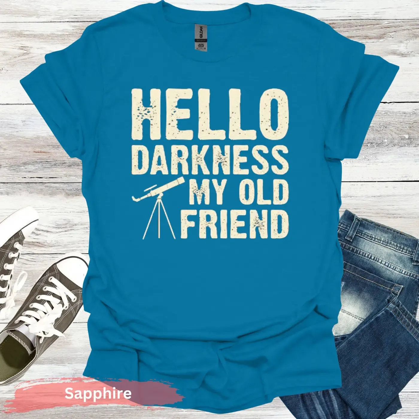 Stargazer's Serenade: 'Hello Darkness' T-Shirt