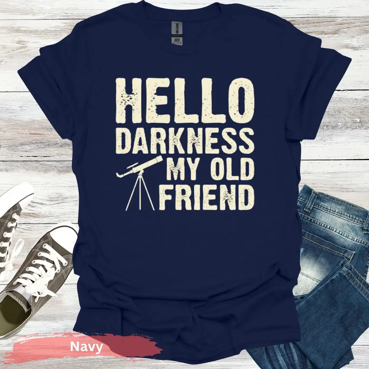 Stargazer's Serenade: 'Hello Darkness' T-Shirt