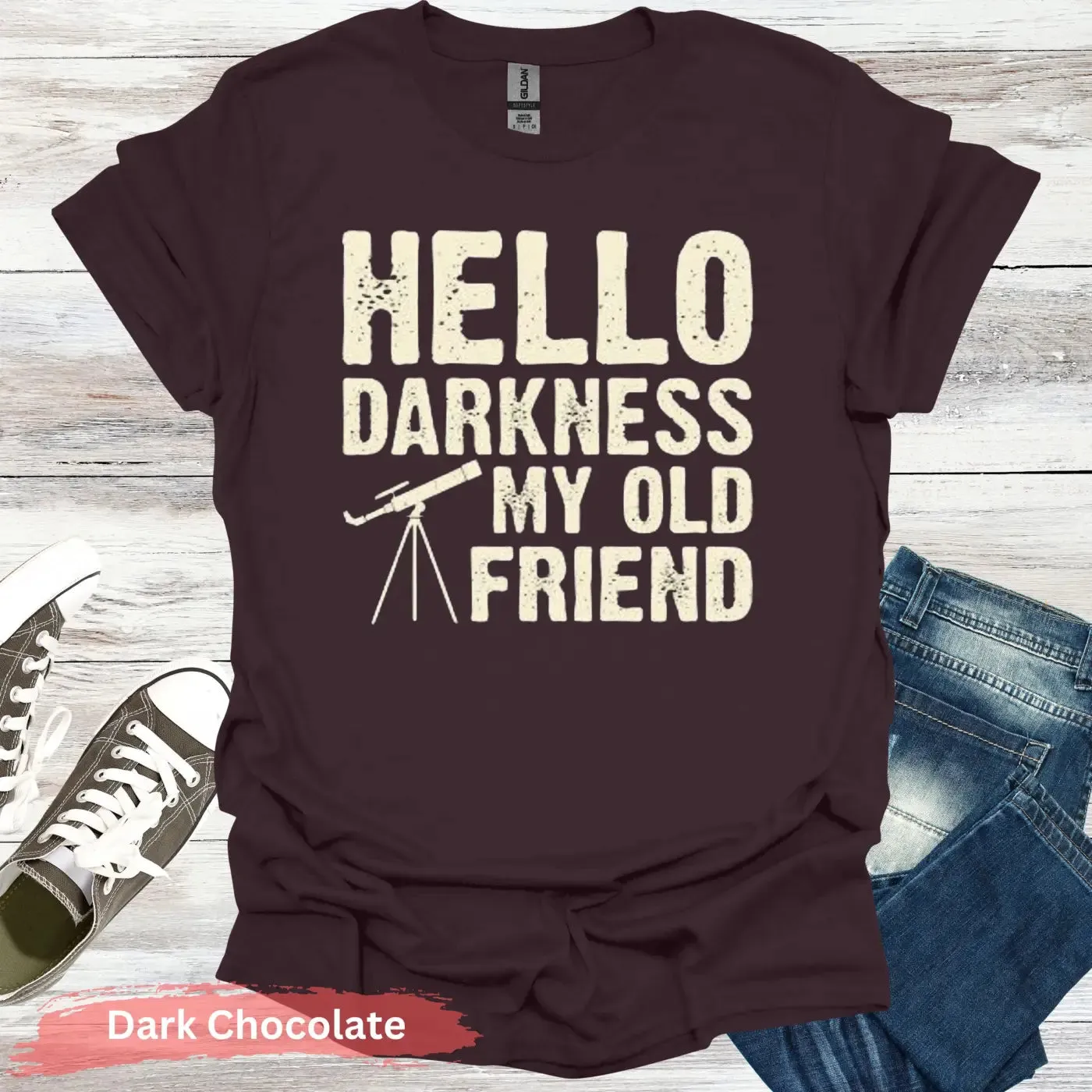 Stargazer's Serenade: 'Hello Darkness' T-Shirt