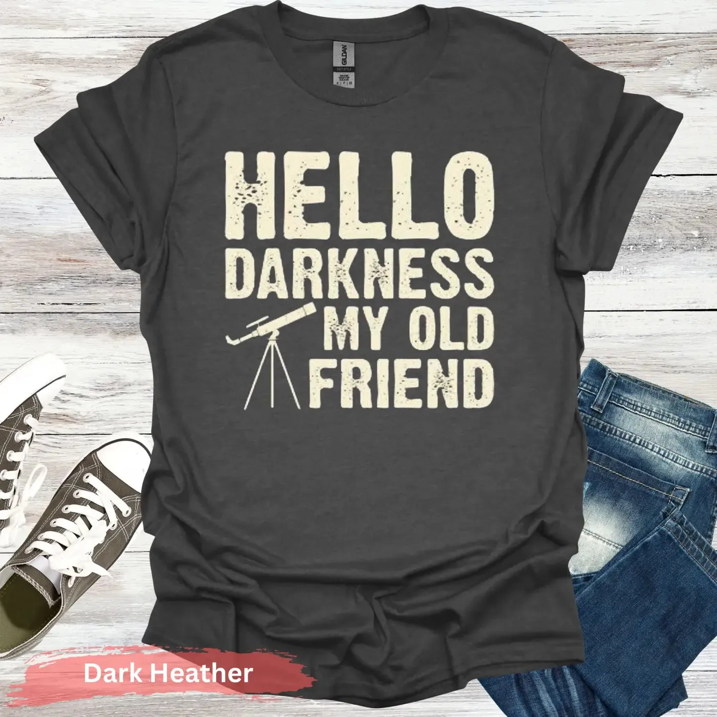 Stargazer's Serenade: 'Hello Darkness' T-Shirt