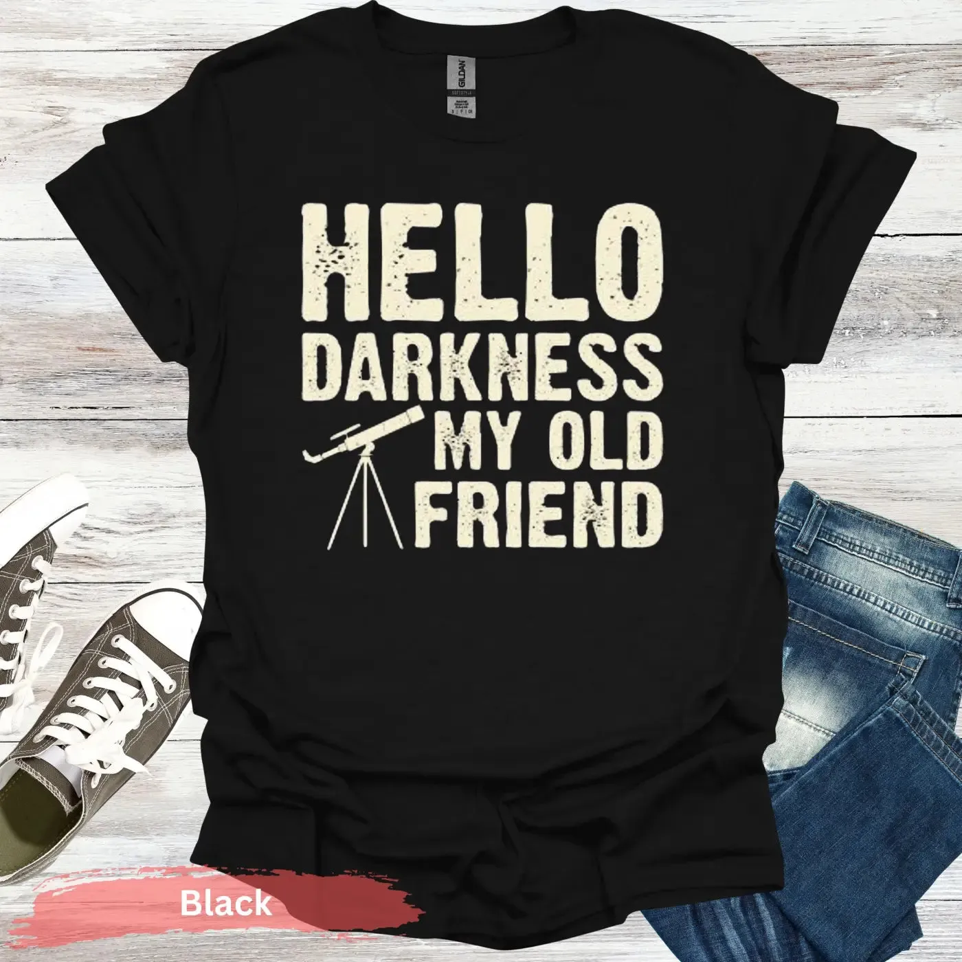 Stargazer's Serenade: 'Hello Darkness' T-Shirt