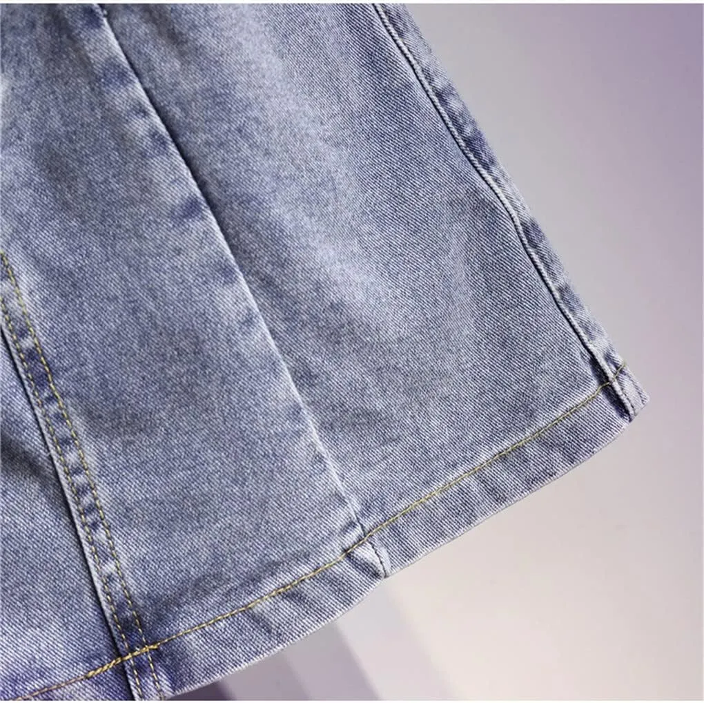 Stripe Splice Patchwork Mini Denim Skirts Women Summer Casual Short Pencil Denim Skirt