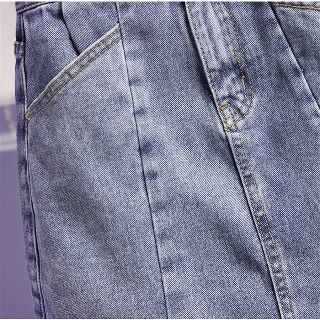 Stripe Splice Patchwork Mini Denim Skirts Women Summer Casual Short Pencil Denim Skirt