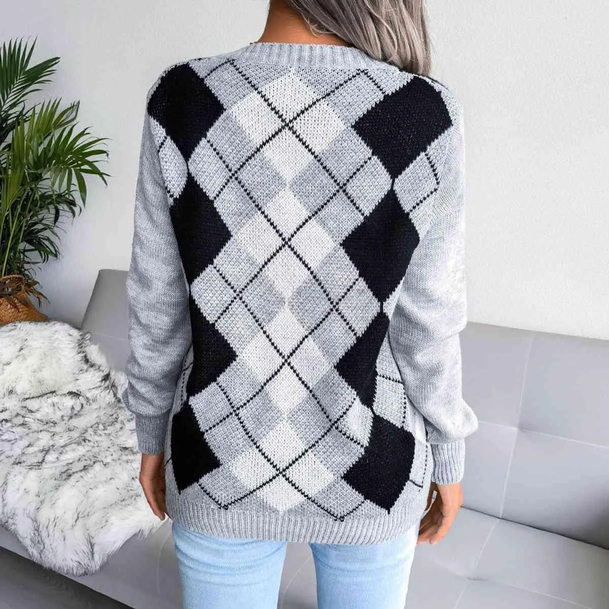 Timeless Choice V-Neck Argyle Sweater