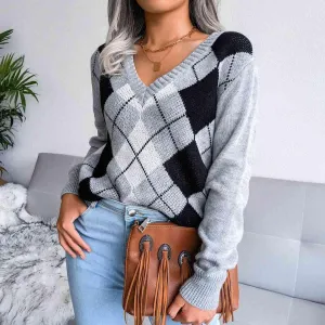 Timeless Choice V-Neck Argyle Sweater
