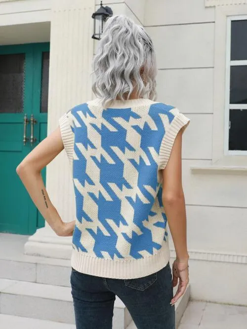 Timeless Layer V-Neck Houndstooth Sweater Vest