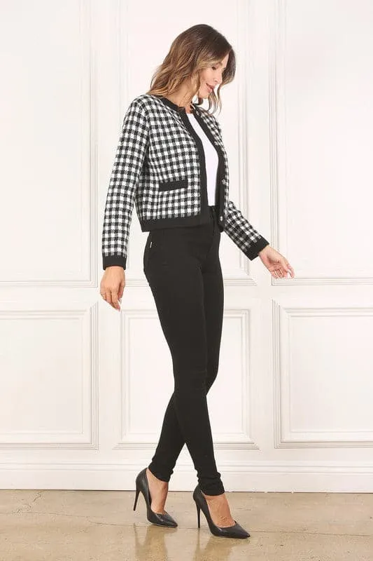 Timeless Style Black And White Check Jacket