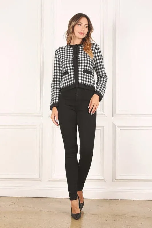 Timeless Style Black And White Check Jacket