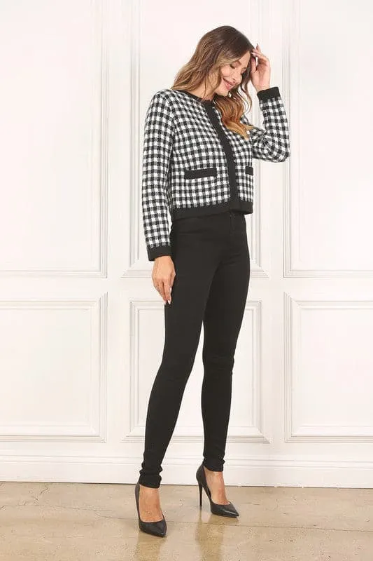 Timeless Style Black And White Check Jacket