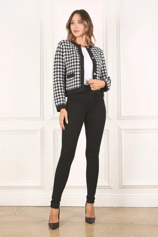 Timeless Style Black And White Check Jacket