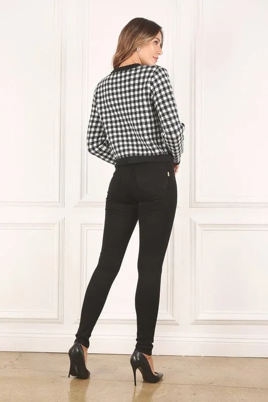 Timeless Style Black And White Check Jacket