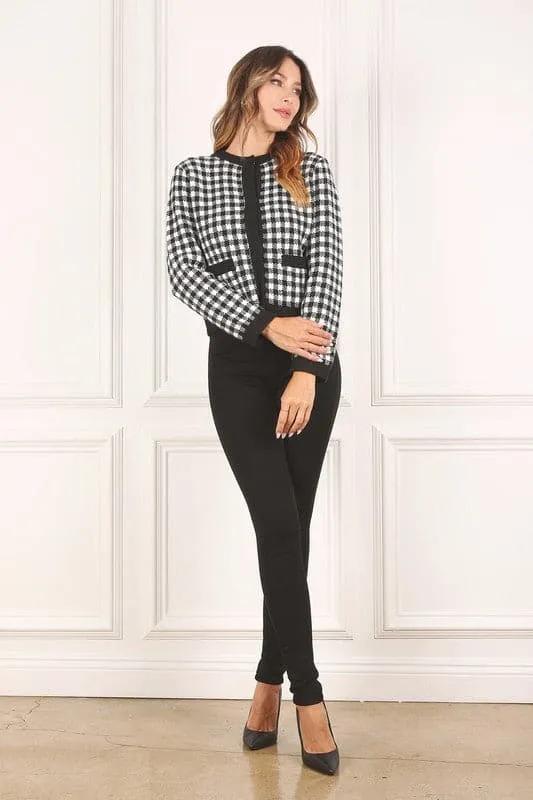 Timeless Style Black And White Check Jacket