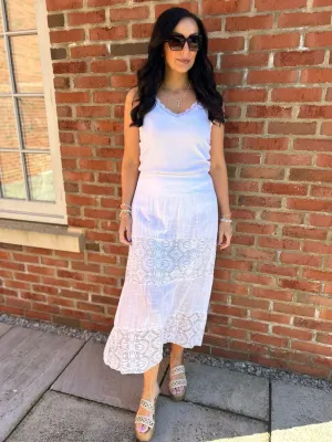 White Lace Block Panel Skirt