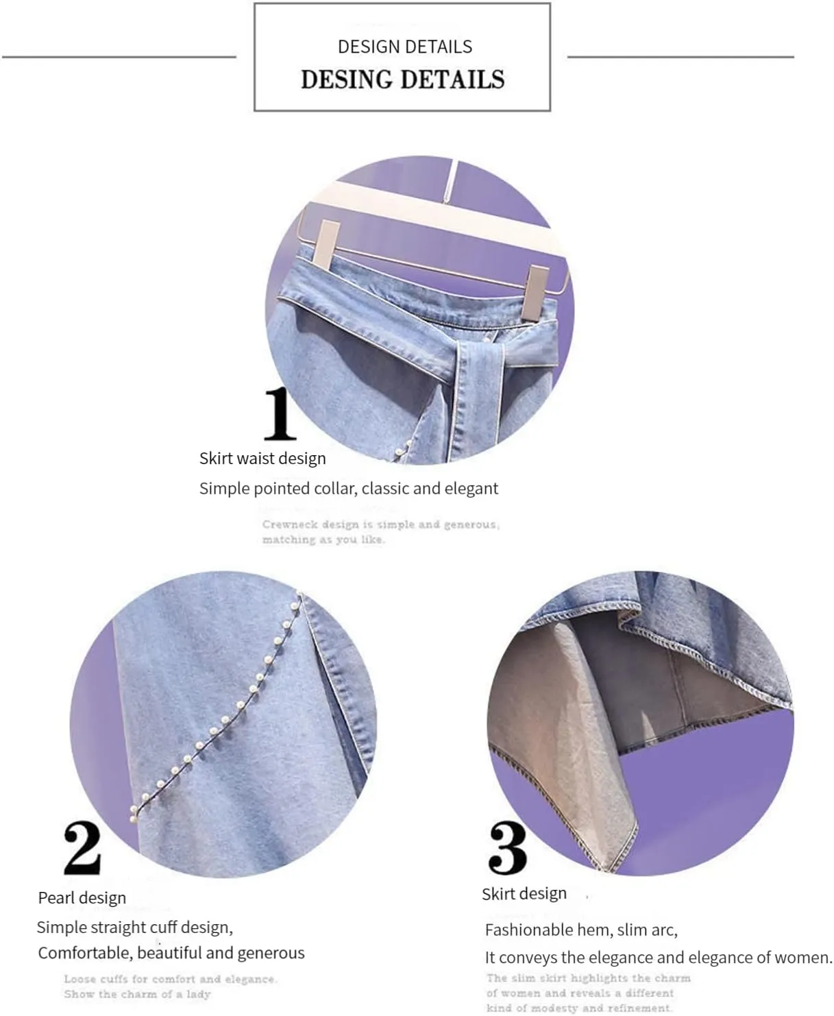 Women's Irregular High Waist Denim Skirt Lotus Leaf Skirt Pearl Denim Half Skirt Casual A-line Denim Skirt