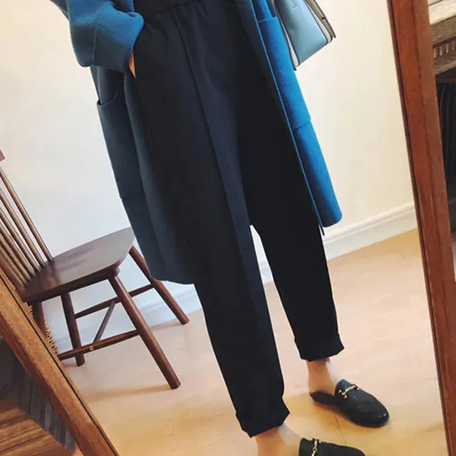 Woolen High-Waist Trousers